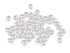 Plastové voskové korálky / perly oliva 6x8 mm