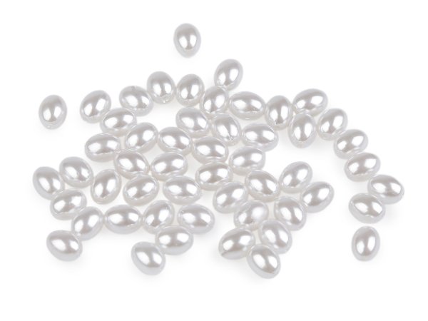 Plastové voskové korálky / perly oliva 6x8 mm
