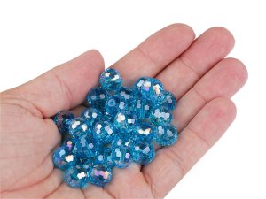 Skleněné korálky broušené ohňovky 12 mm s AB efektem