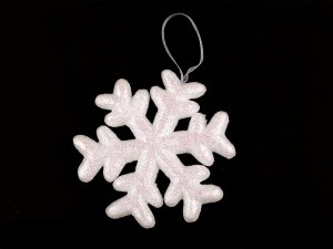 Sněhová vločka s glitry polystyren Ø10 cm k zavěšení