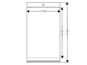 PP sáček s lepicí klopou a závěsem 11x20 cm
