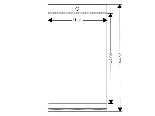 PP sáček s lepicí klopou a závěsem 11x20 cm