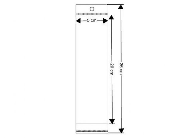 PP sáček s lepicí klopou a závěsem 5x20 cm