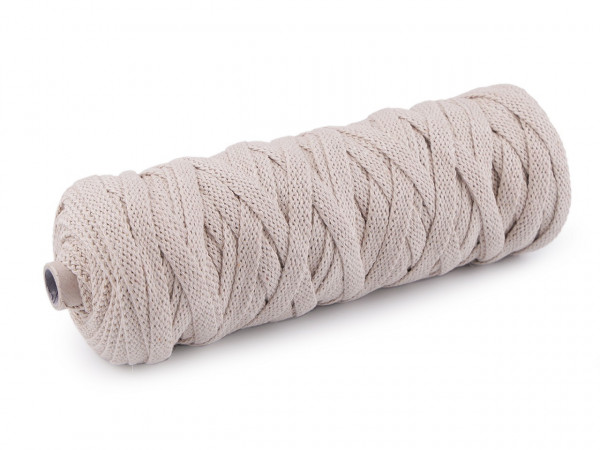 Bavlněná šňůra plochá tkaná / macrame šíře 8-10 mm