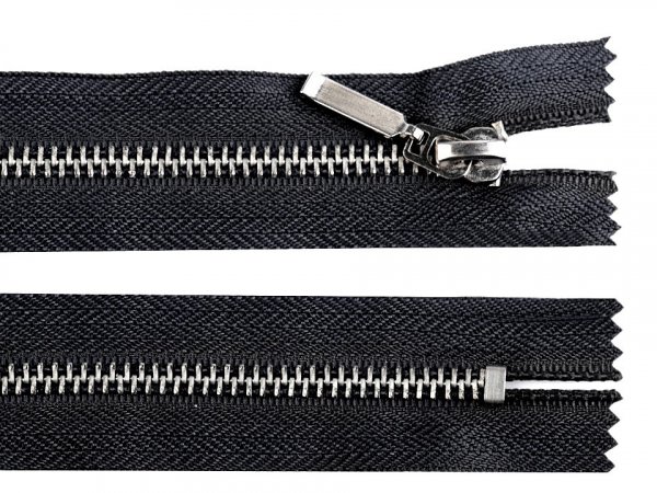 Kovový zip šíře 6 mm délka 14 cm (jeansový)