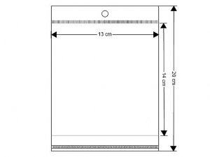 PP sáček s lepicí klopou a závěsem 13x14 cm
