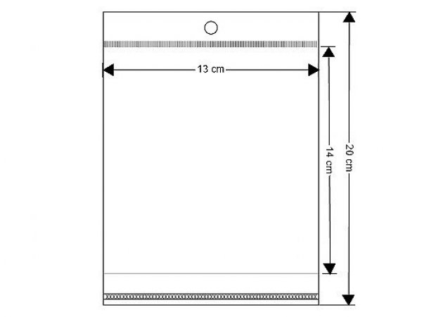 PP sáček s lepicí klopou a závěsem 13x14 cm