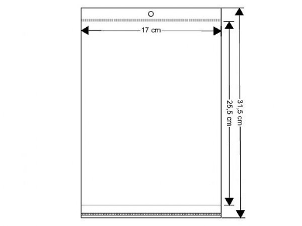 PP sáček s lepicí klopou a závěsem 17x25,5 - 26 cm