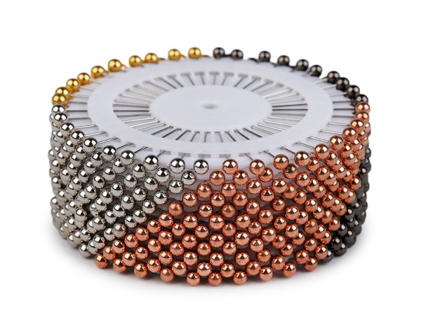 Špendlíky s metalickou hlavičkou na rozetě délka 37 mm