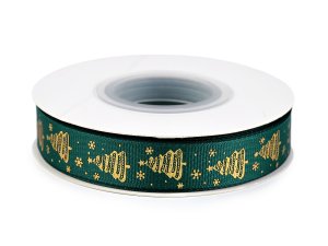 Vánoční rypsová stuha stromeček šíře 15 mm