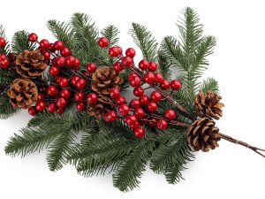 Vánoční umělá girlanda se šiškami a bobulemi