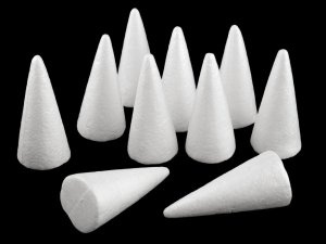 Kužel 5x11 cm polystyren na výrobu andělů a stromečků