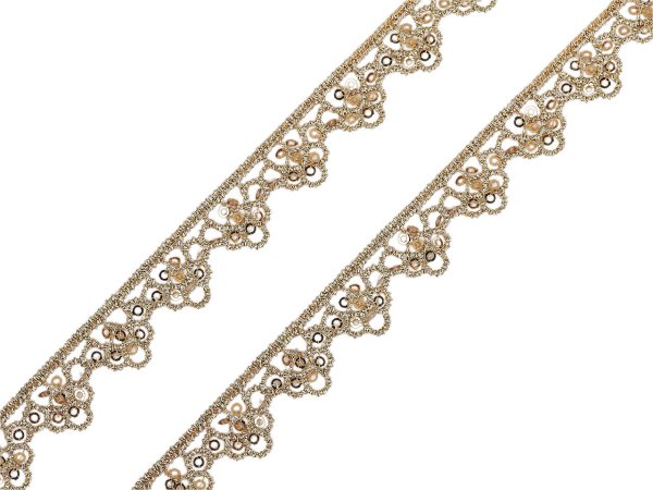 Prýmek / vzdušná krajka metalická s flitry šíře 13 mm