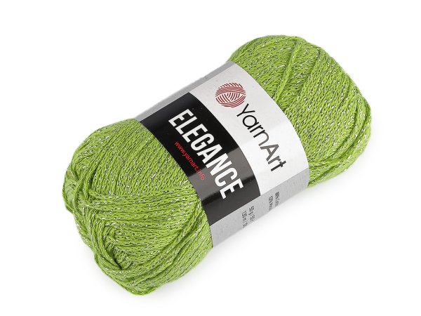 Bavlněná pletací příze Elegance s metalickým vláknem 50 g