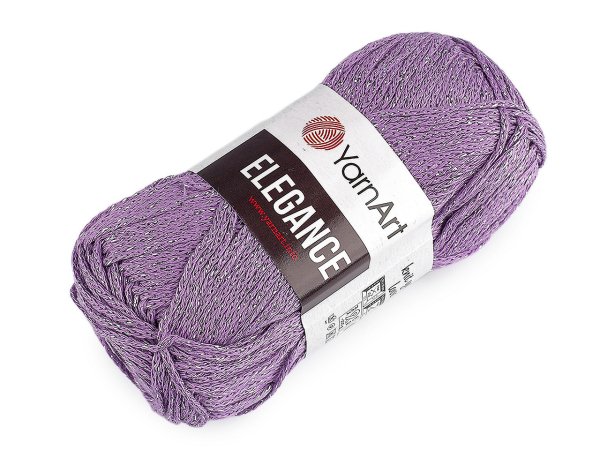 Bavlněná pletací příze Elegance s metalickým vláknem 50 g