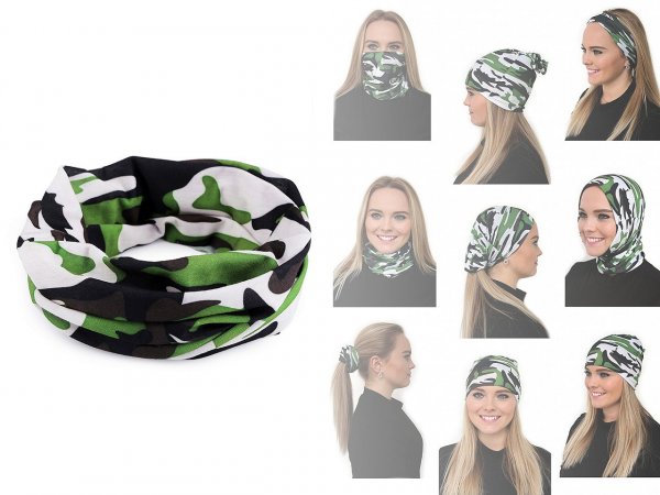 Multifunkční šátek pružný, bezešvý maskáčový