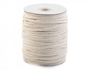 Oděvní šňůra / bavlněná příze / knot šíře 4 mm splétaná plochá