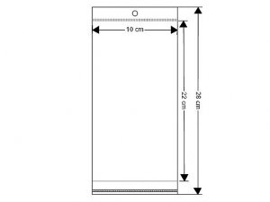 PP sáček s lepicí klopou a závěsem 10x22 cm