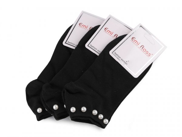 Dámské bavlněné ponožky kotníkové s perlami