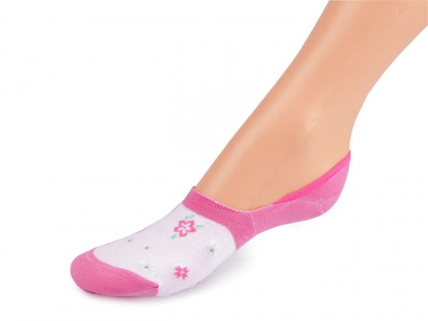 Dívčí bavlněné ponožky krátké, květy a puntíky