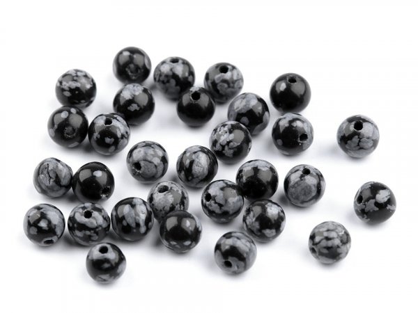 Minerálové korálky Obsidián vločkový Ø6 mm
