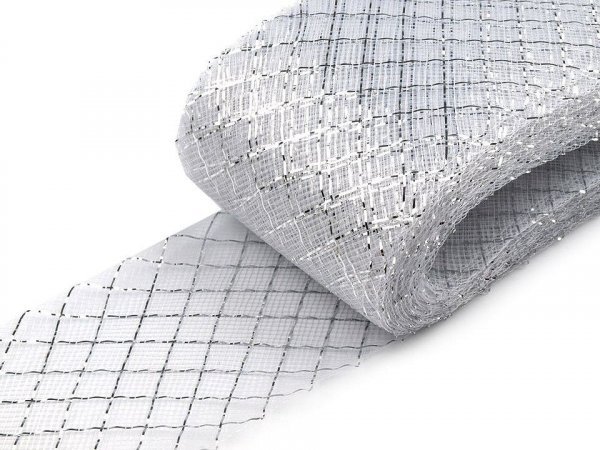 Modistická krinolína na vyztužení šatů a výrobu fascinátorů 7 cm s lurexem