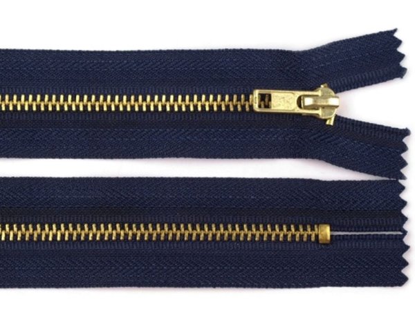 Kovový / mosazný zip šíře 4 mm délka 18 cm kalhotový POL