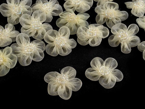 Monofilový květ s korálky Ø2,5-3 cm