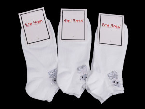 Dámské bavlněné ponožky kotníkové s kamínky - 1 (vel. 35-38) bílá