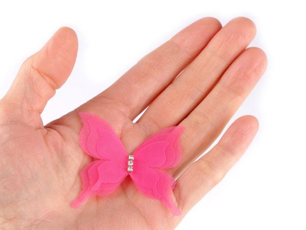 Motýl s broušenými kamínky k našití a nalepení, třívrstvý 3D