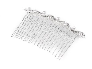 Hřeben kovový do vlasů s broušenými kamínky