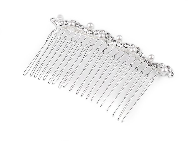 Hřeben kovový do vlasů s broušenými kamínky
