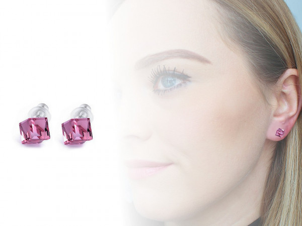 Náušnice se Swarovski Elements kostka
