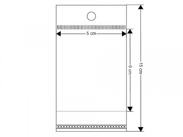 PP sáček s lepicí klopou a závěsem 5x9 cm