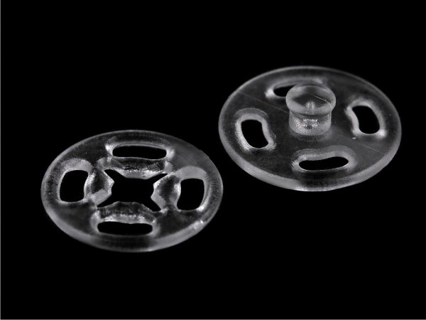 Plastové patentky / stiskací knoflíky transparentní Ø13 mm, Ø15 mm