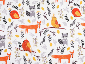 Teplákovina nepočesaná zvířátka - liška, mýval, ptáček