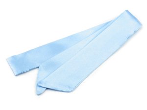 Šátek úzký do vlasů, na krk, na kabelku jednobarevný, s květy - 7 modrá světlá