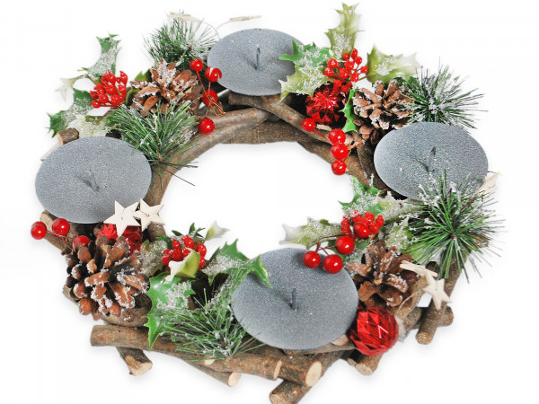 Adventní věnec 22 cm červený