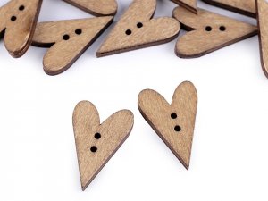 Dřevěný dekorační knoflík srdce