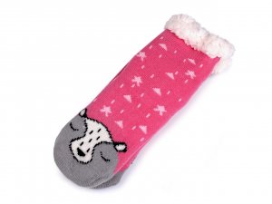 Dětské ponožky zimní s protiskluzem zvířátka