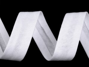 Šikmý proužek bavlněný elastický šíře 20 mm zažehlený - 1/ 1 bílá