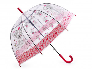 Dívčí průhledný vystřelovací deštník pejsek
