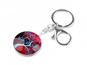 Přívěsek na klíče / kabelku strom života, mandala - 9 červená strom
