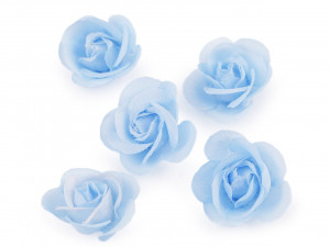 Umělý květ růže Ø28 mm - 4 modrá světlá