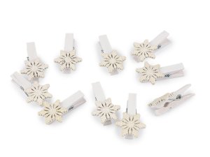 Vánoční dřevěný kolíček vločka s glitry