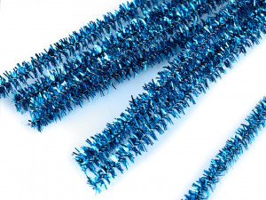 Chlupaté modelovací lurexové drátky Ø6 mm délka 30 cm - B009 modrá sytá