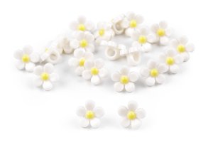 Plastové knoflíky / korálky květ Ø11 mm - 1 bílá