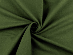 Teplákovina bavlněná nepočesaná jednobarevná - 24 (59) zelená tm. khaki