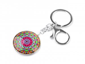 Přívěsek na klíče / kabelku strom života, mandala - 16 pink mandala