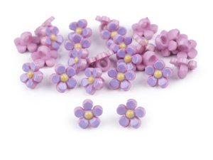 Plastové knoflíky / korálky květ Ø11 mm - 4 fialová lila
